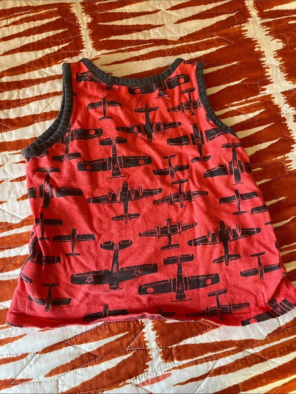 Carter's Red Tank Top with Black Airplane Print - Kids